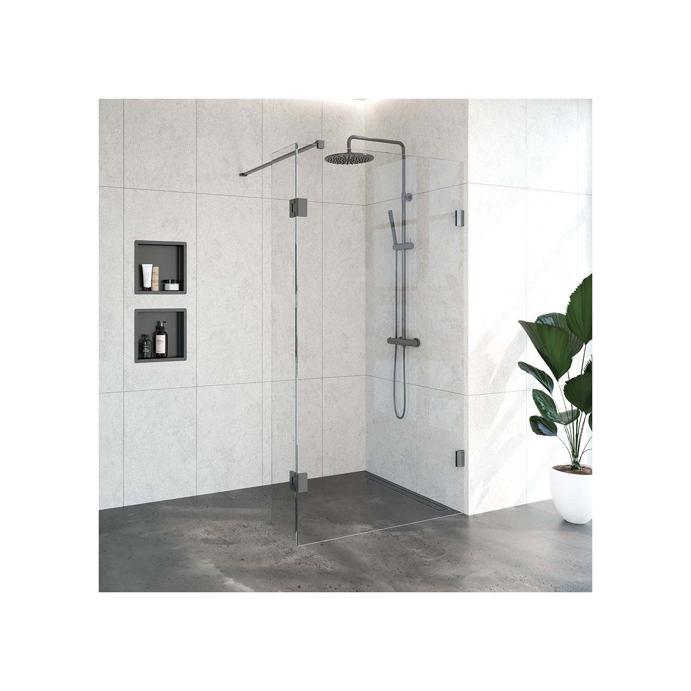 Topa Creative inloopdouche met draaibare 30 zijwand 110 gunmetal