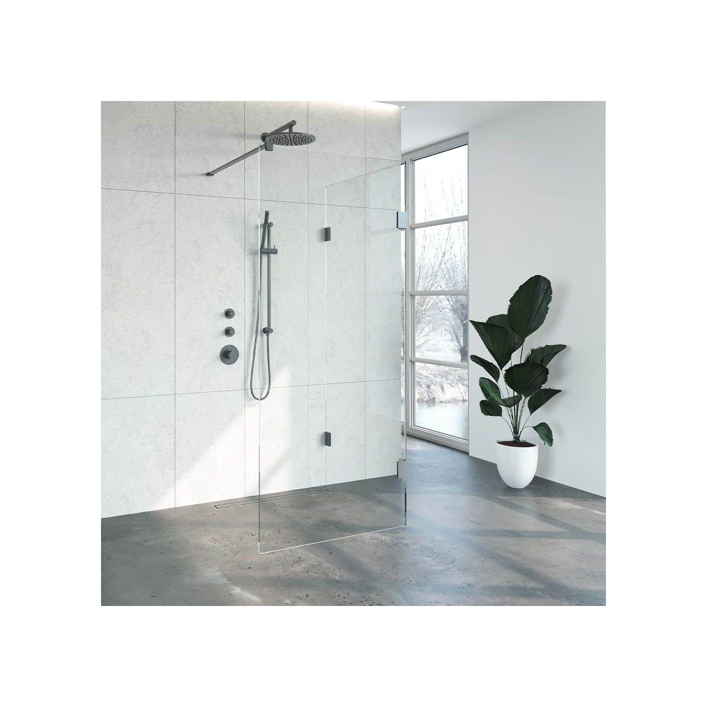 Topa Creative inloopdouche 2 delig 90x90 gunmetal