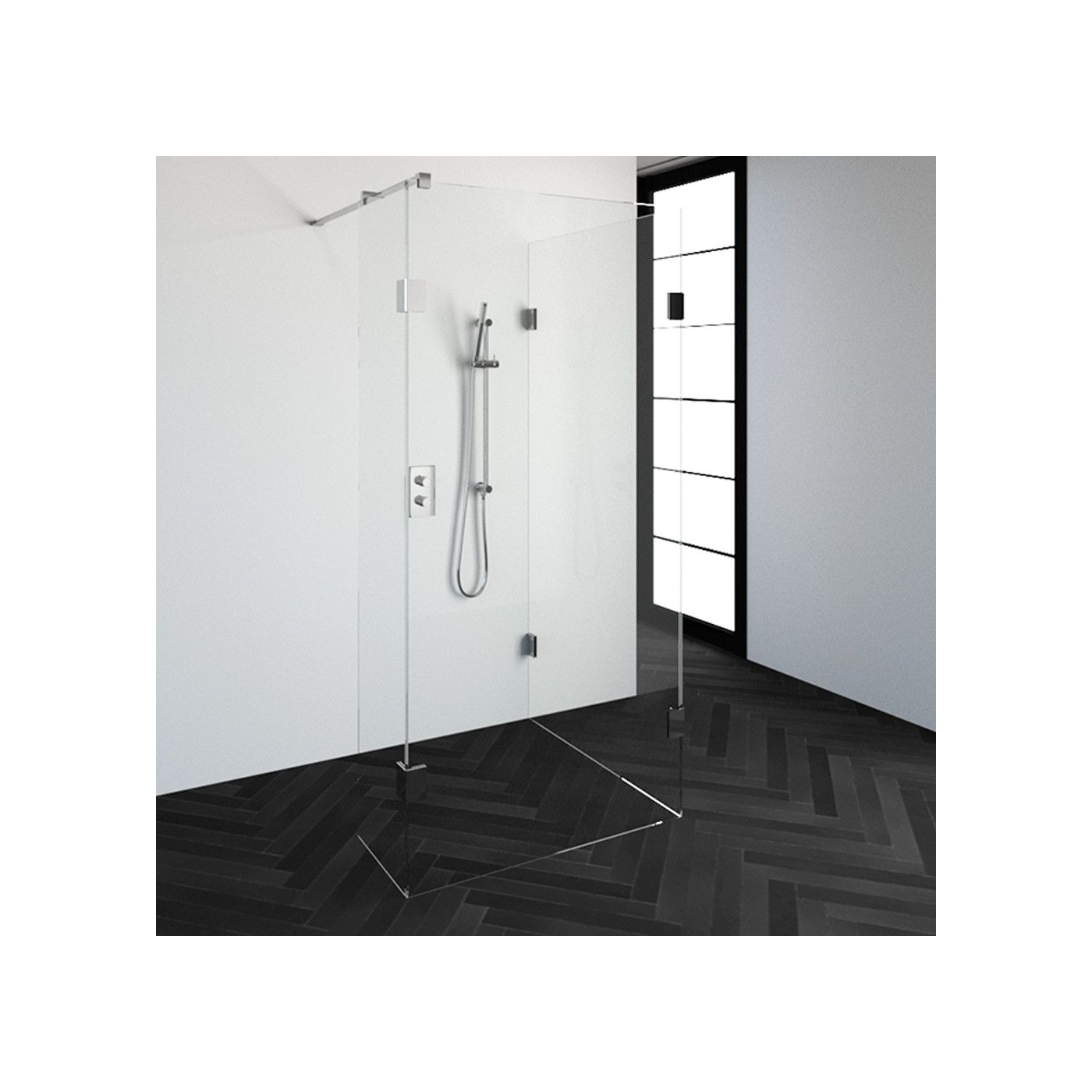 Topa Creative inloopdouche 3 delig 100x100 breedte kleine zijwand 40 chroom