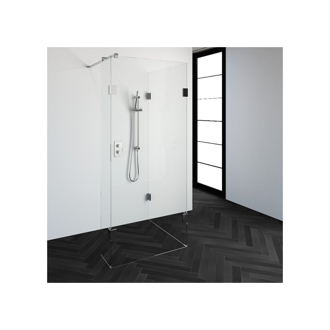 Topa Creative inloopdouche 3 delig 90x90 breedte kleine zijwand 30 chroom