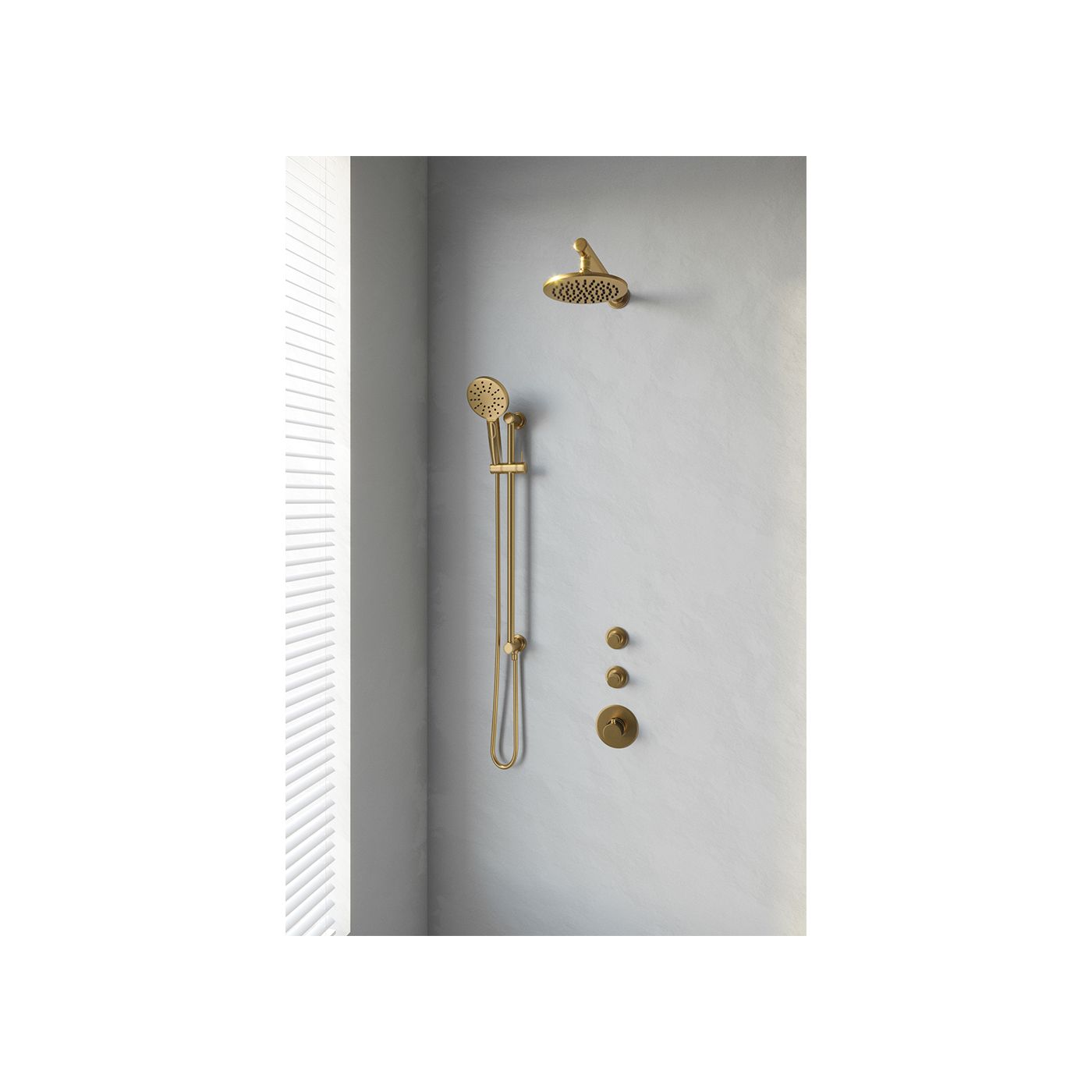 Brauer Gold Edition doucheset glijstang, rechte muurbuis en ronde handdouche 20 goud