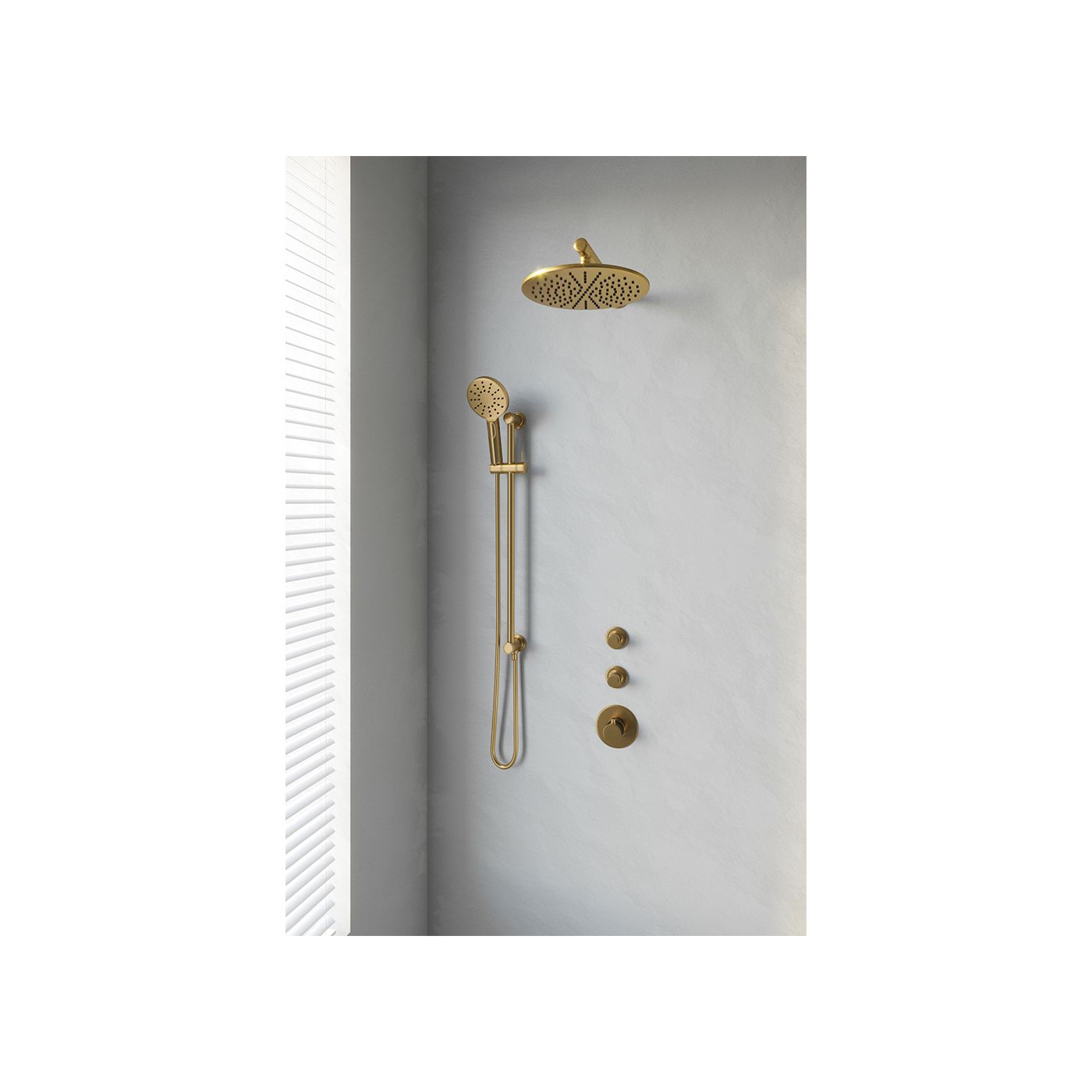 Brauer Gold Edition doucheset glijstang, rechte muurbuis en ronde handdouche 30 goud