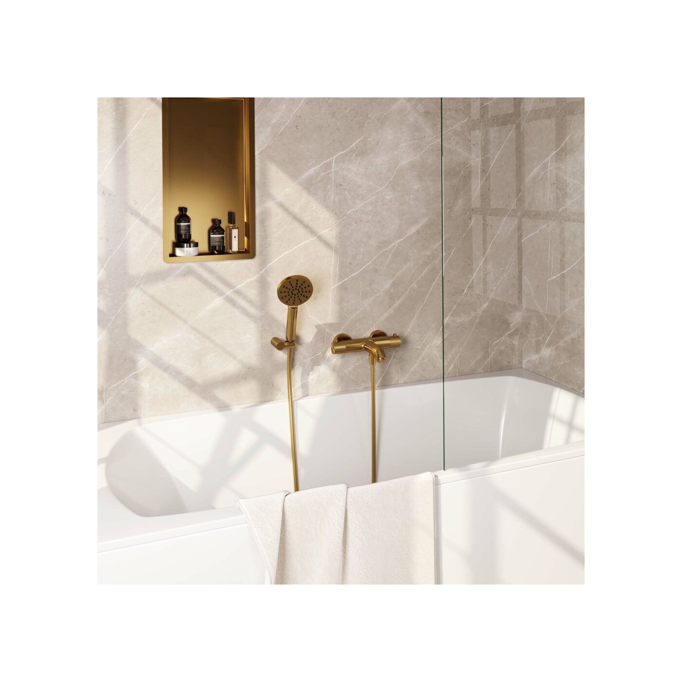 Brauer Gold Carving opbouw baddouche met ronde handdouche goud