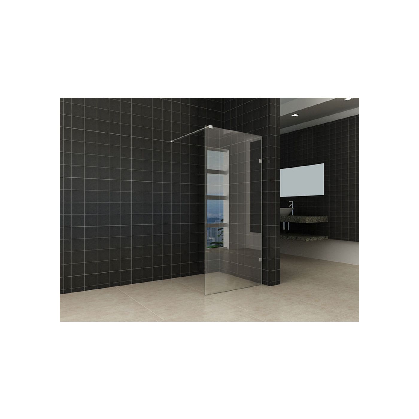 Wiesbaden Less inloopdouche 600 x 2000 x 8 mm nano helder glas/chroom