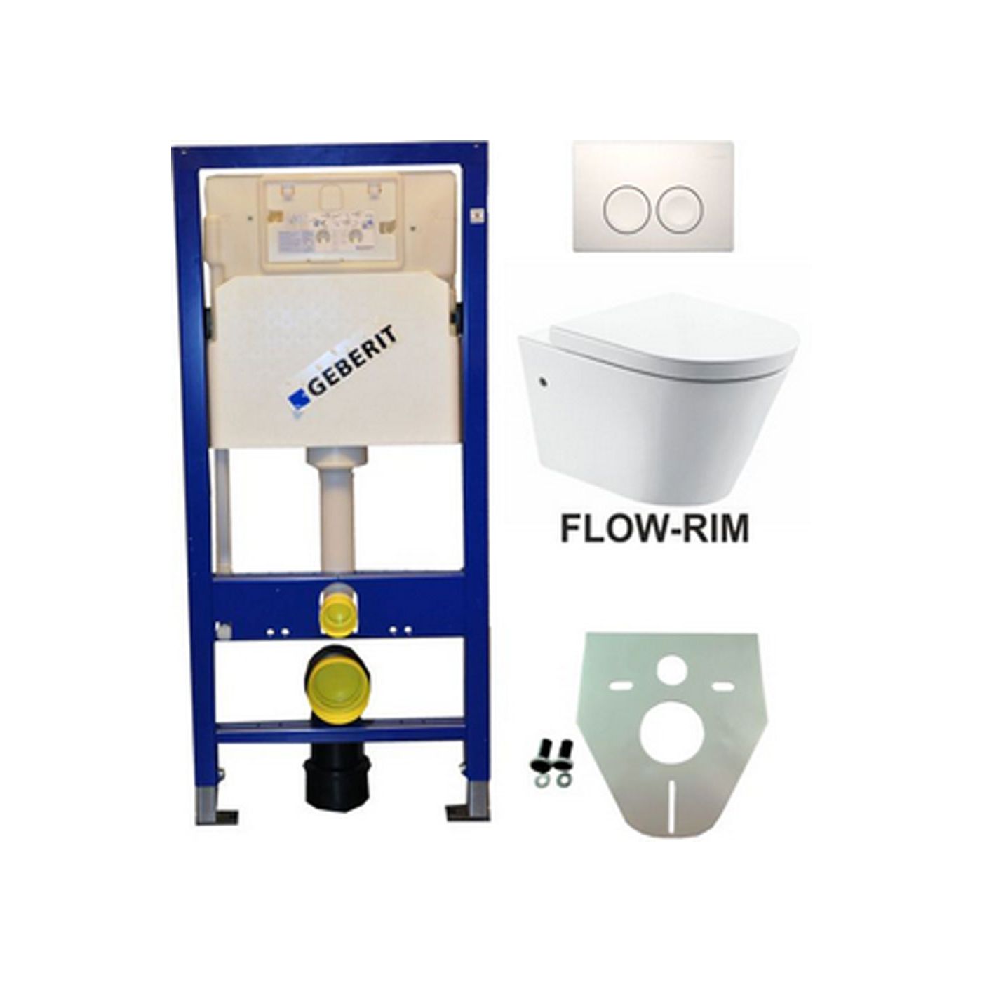 Geberit UP 100 Flow Rim wc+zitt.+ Delta 25 wit