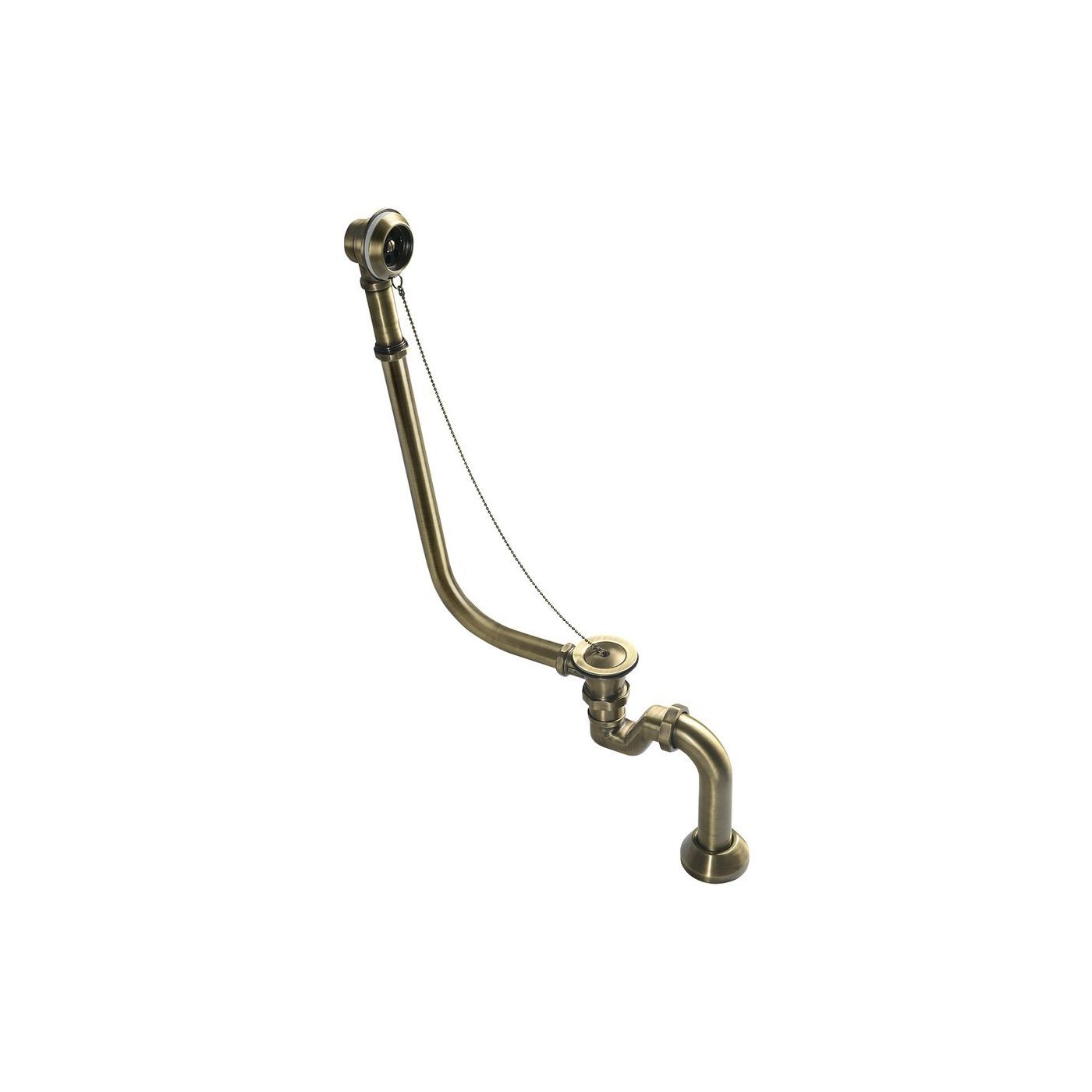 Charleston Badafvoerset voor externe installatie ketting inclusief sifon brons
