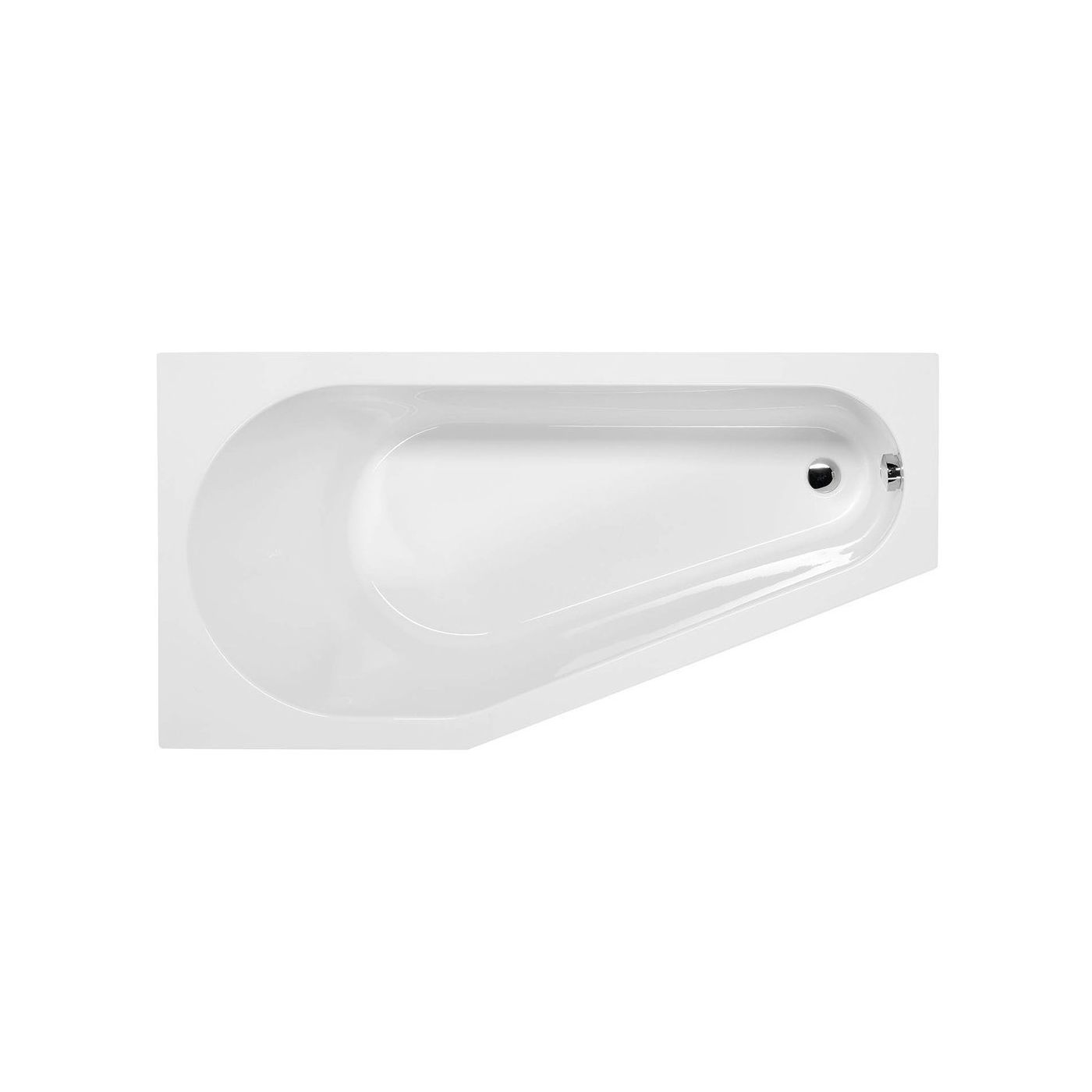 Tigra Asymmetrische badkuip 150x75x46cm inclusief steunpoten links/wit
