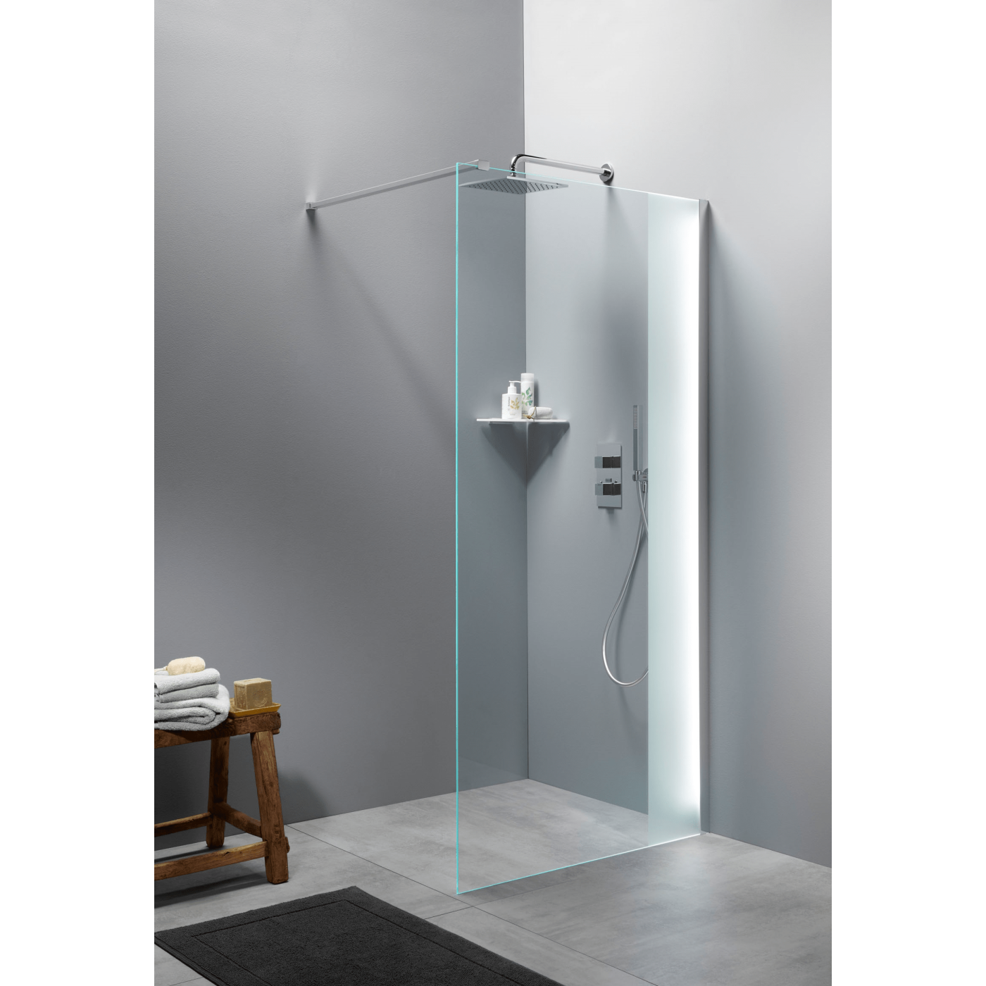 Novara Free Time inloopdouche met verticale decor streep 100x200 timeless glas