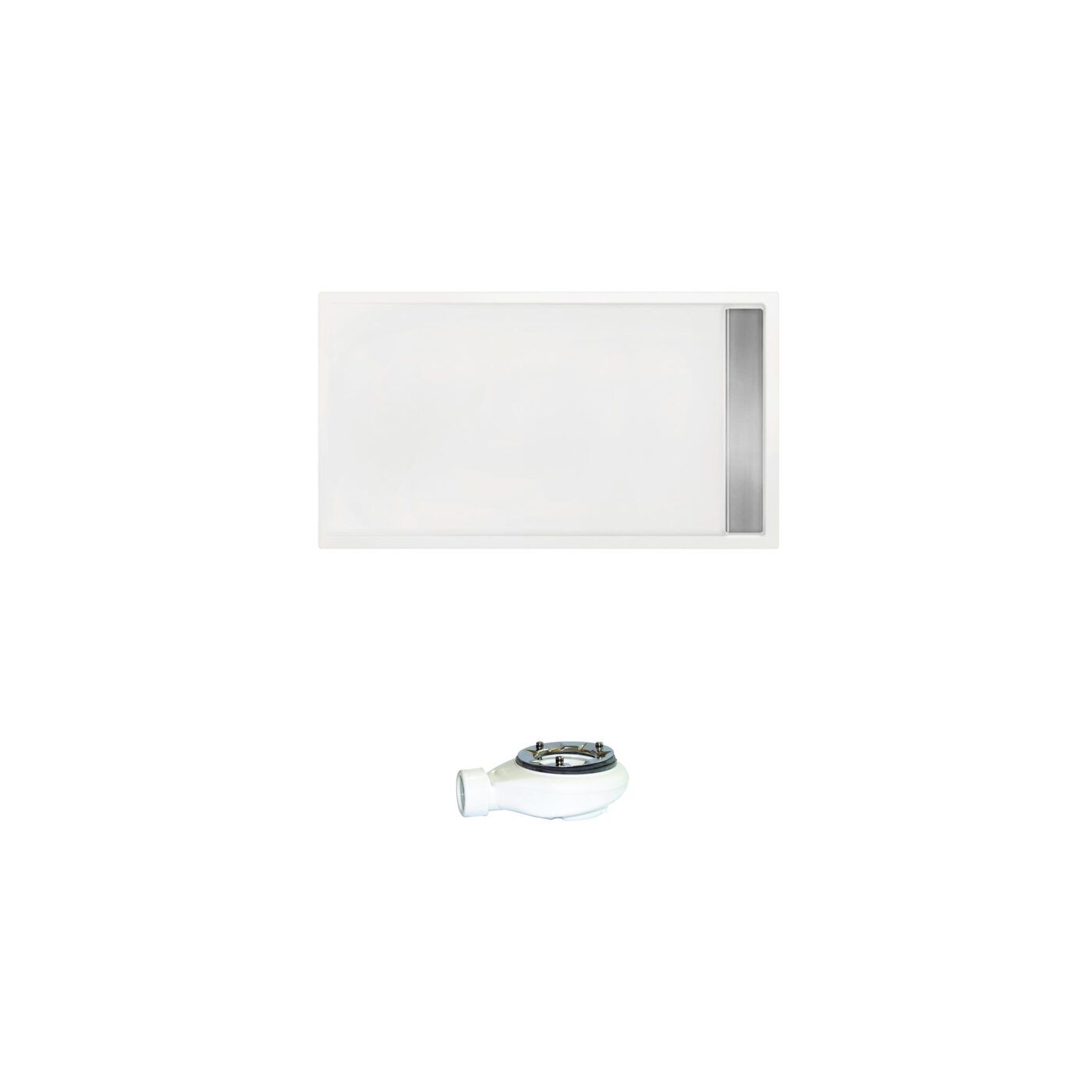 Xenz Easy Tray douchebak met chromen gootcover 170x90 cm wit