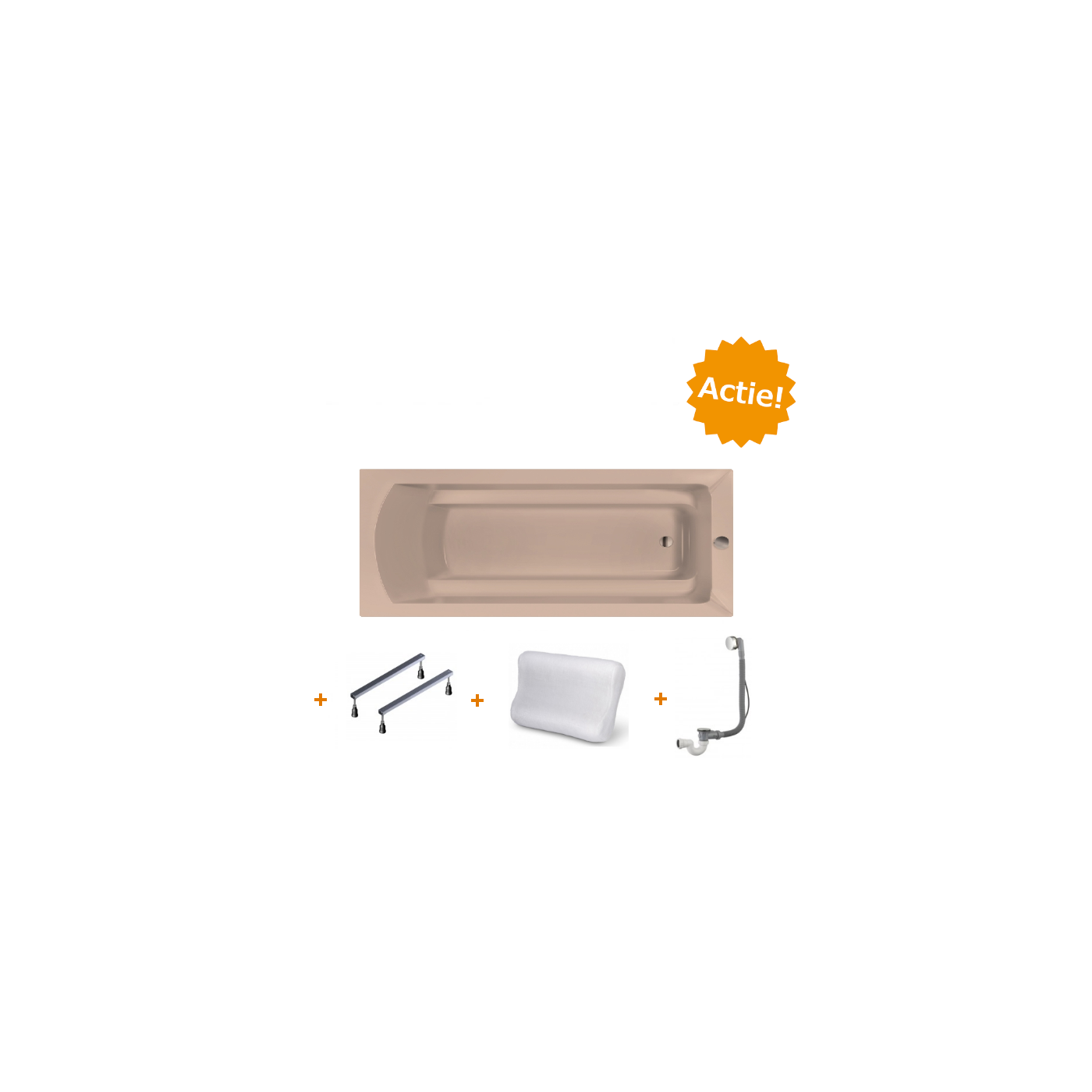 Beterbad Xenz Bodysize solobad 170x90 cm glanzend Bahama beige