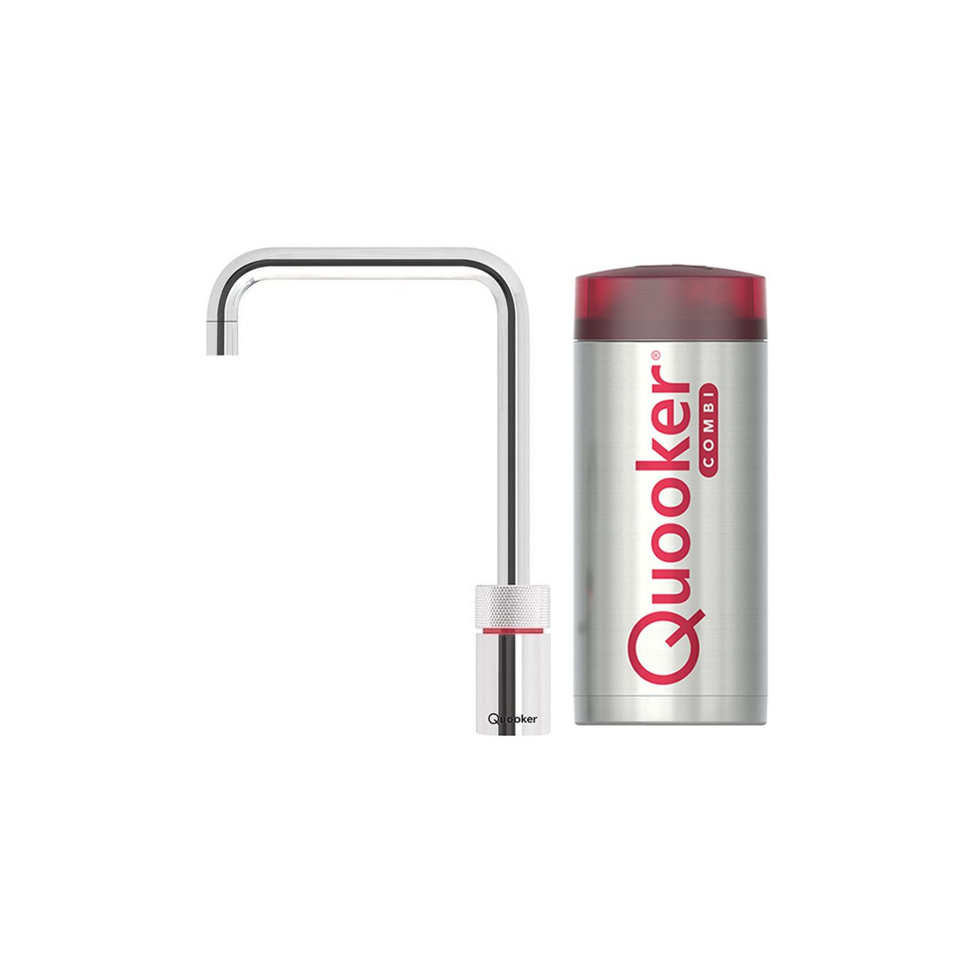 Quooker Nordic Square Single Tap kokend waterkraan met COMBI boiler chroom