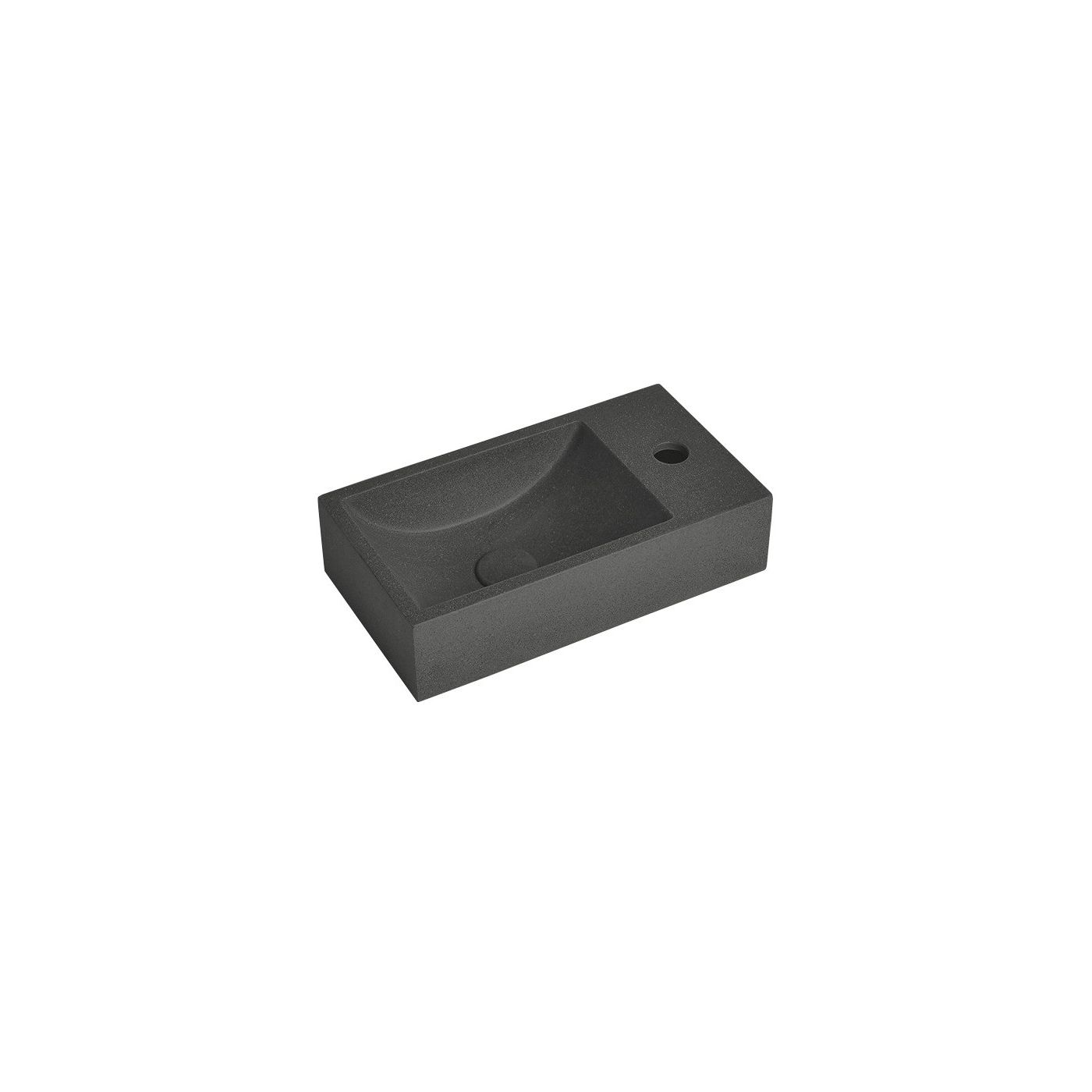 Sapho Small Crest wastafel inclusief kraangat rechts 40x22 zwart graniet