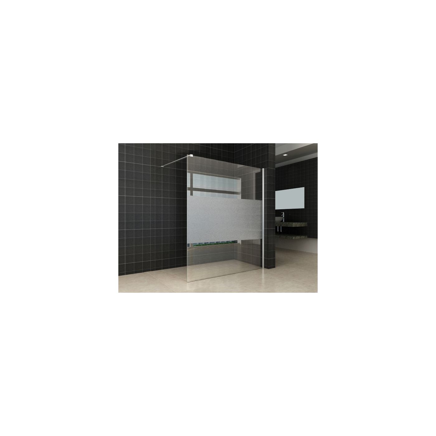 Wiesbaden Comfort inloopdouche 1600 x 2000 x 8 mm nano helder glas met melkglas middenband/chroom