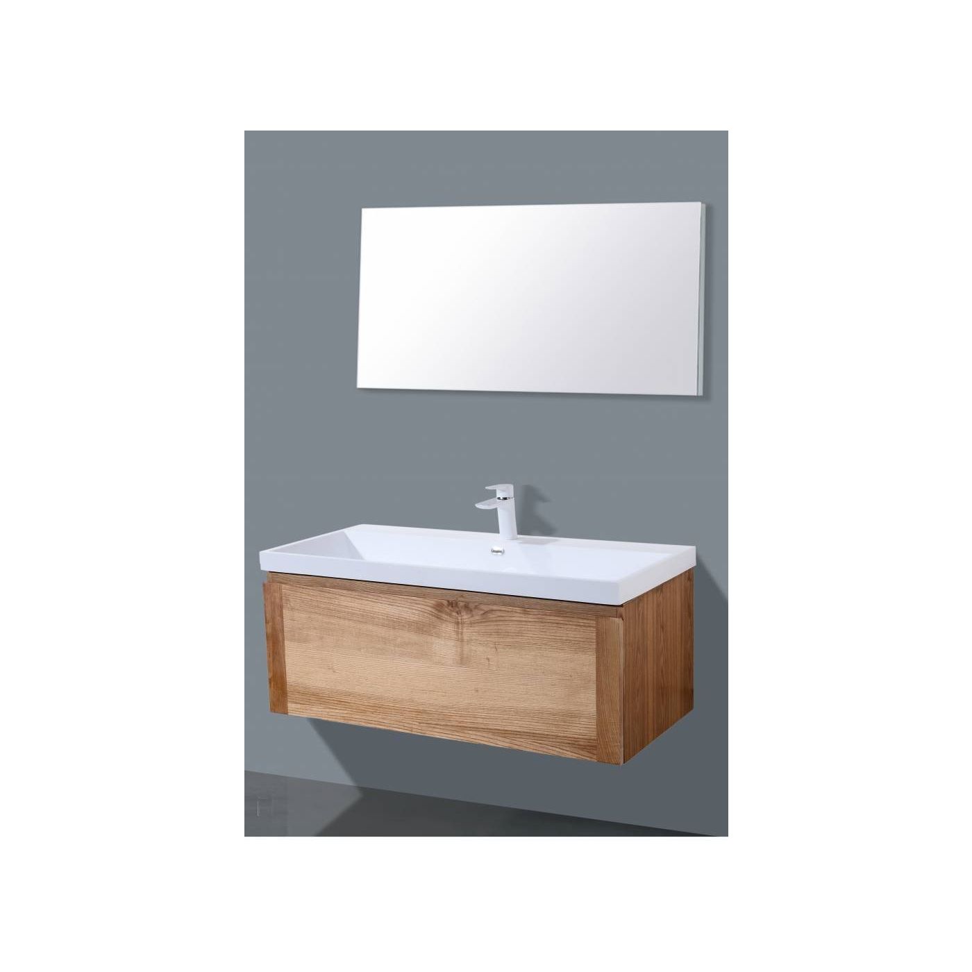 Neuer Vision badkamermeubel met Trendline wastafel zonder kraangat 100 wood eiken