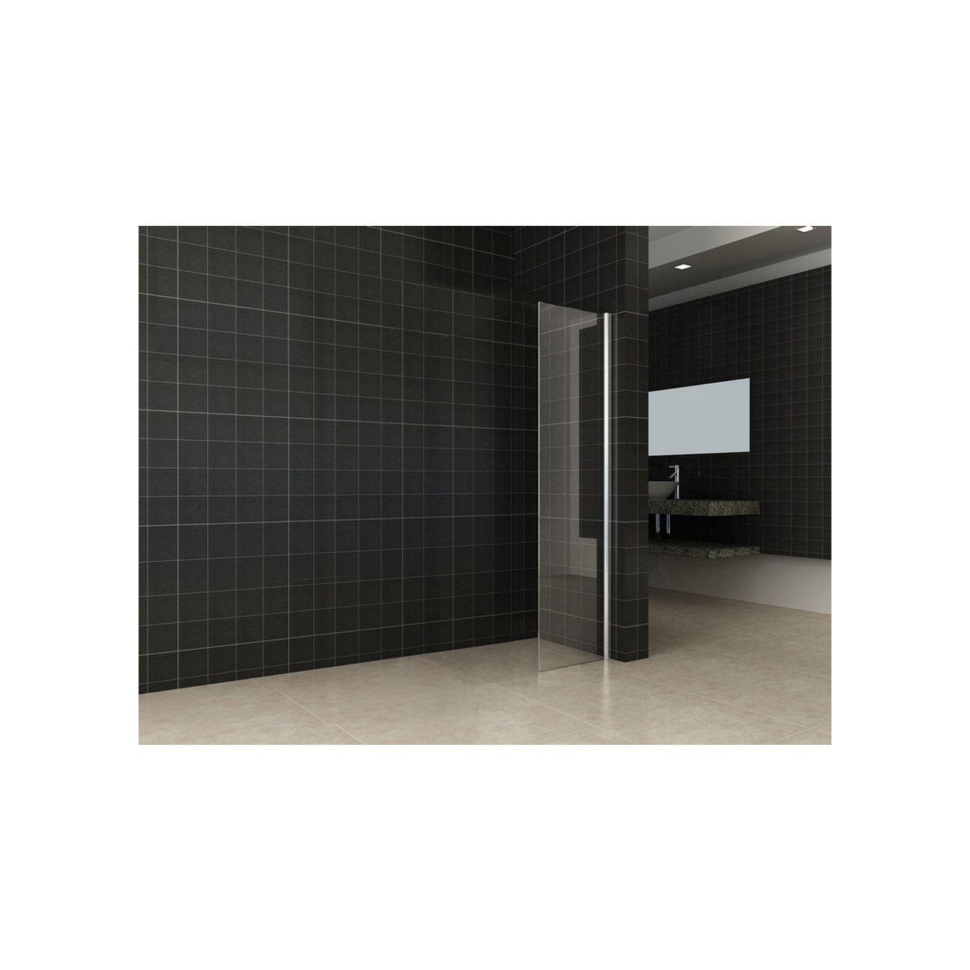 Wiesbaden Comfort zijwand met muurprofiel 400 x 2000 x 10 mm nano helder glas/chroom