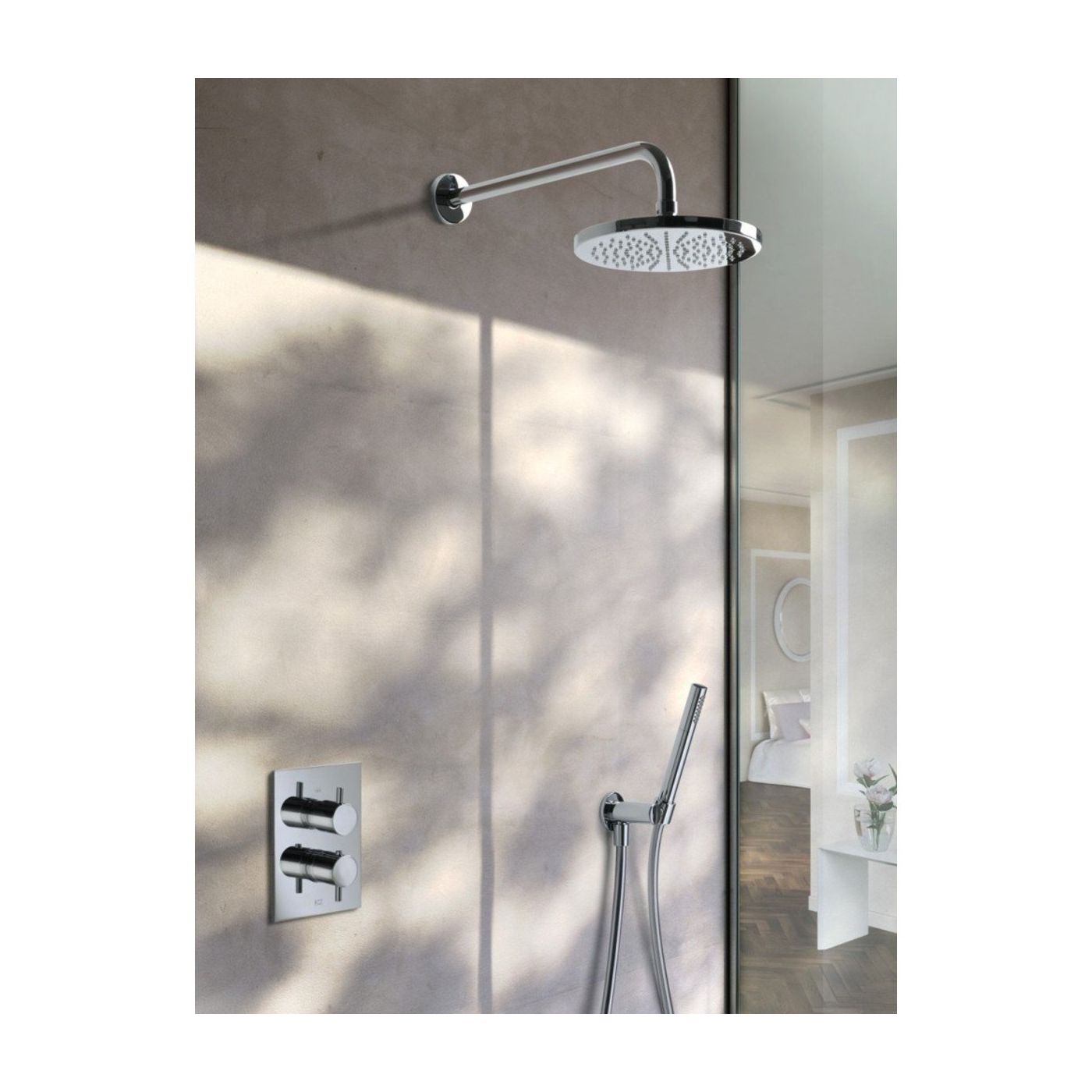 Hotbath Laddy IBS2A inbouw douche set met 2-weg omstel chroom staafdouche wandarm 35cm douchekop 30cm