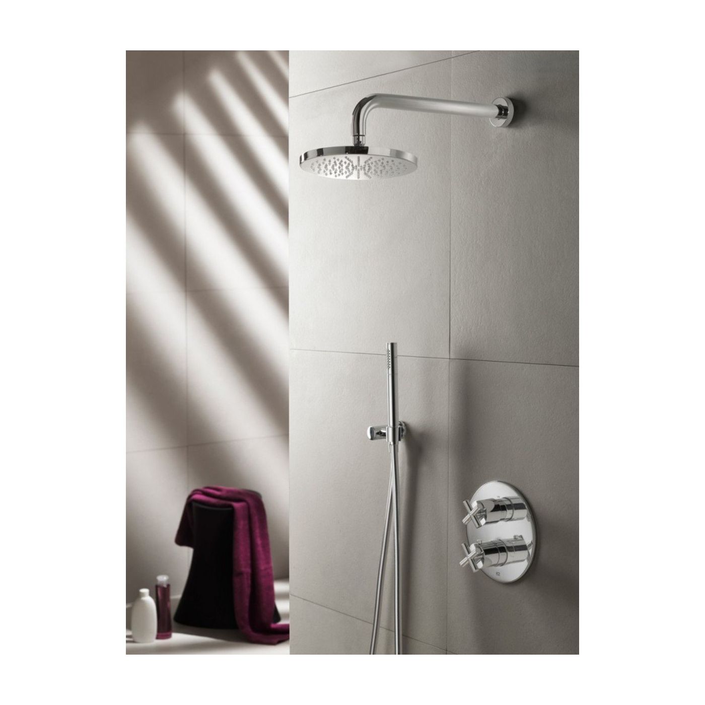 Hotbath Chap inbouw douche set met 2-weg omstel IBS3A geborsteld nikkel staafdouche plafondbuis 15cm douchekop 30cm (incl. glijstang)