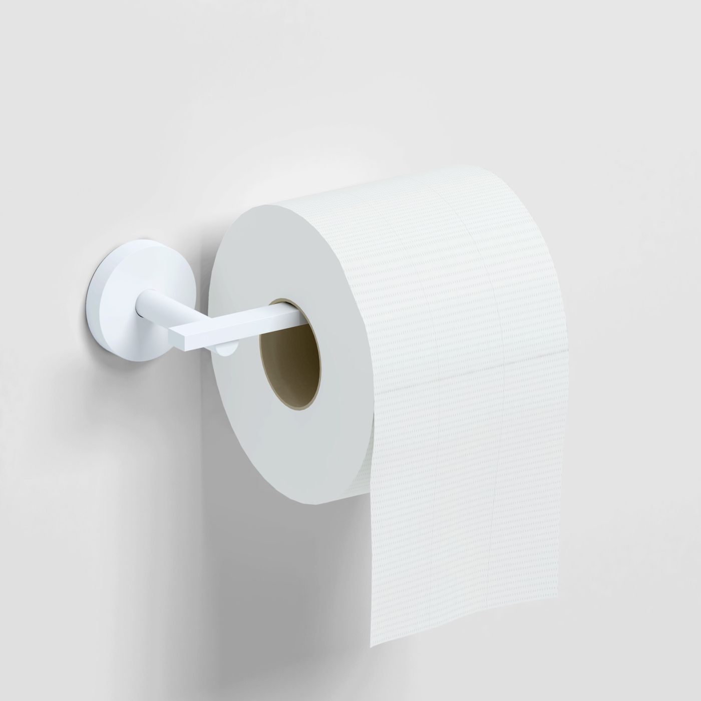 Clou Flat toiletrolhouder, L-vorm,  zonder klep, mat wit