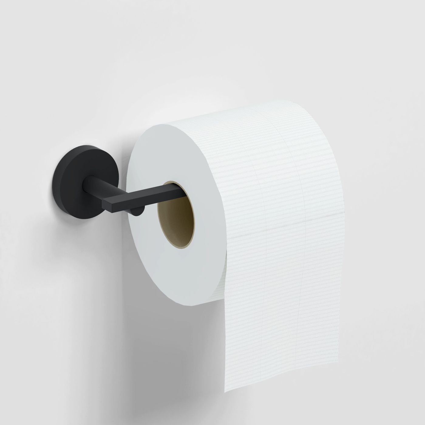 Clou Flat toiletrolhouder, L-vorm,  zonder klep, mat zwart