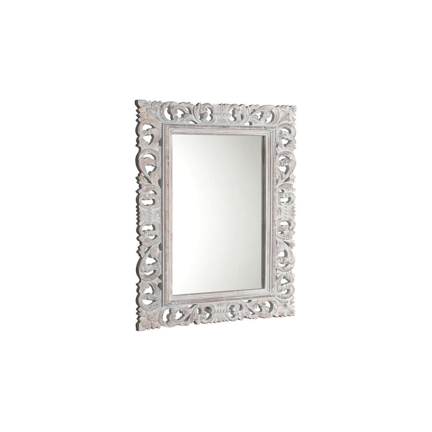 Scule spiegel op frame 70x100cm wit