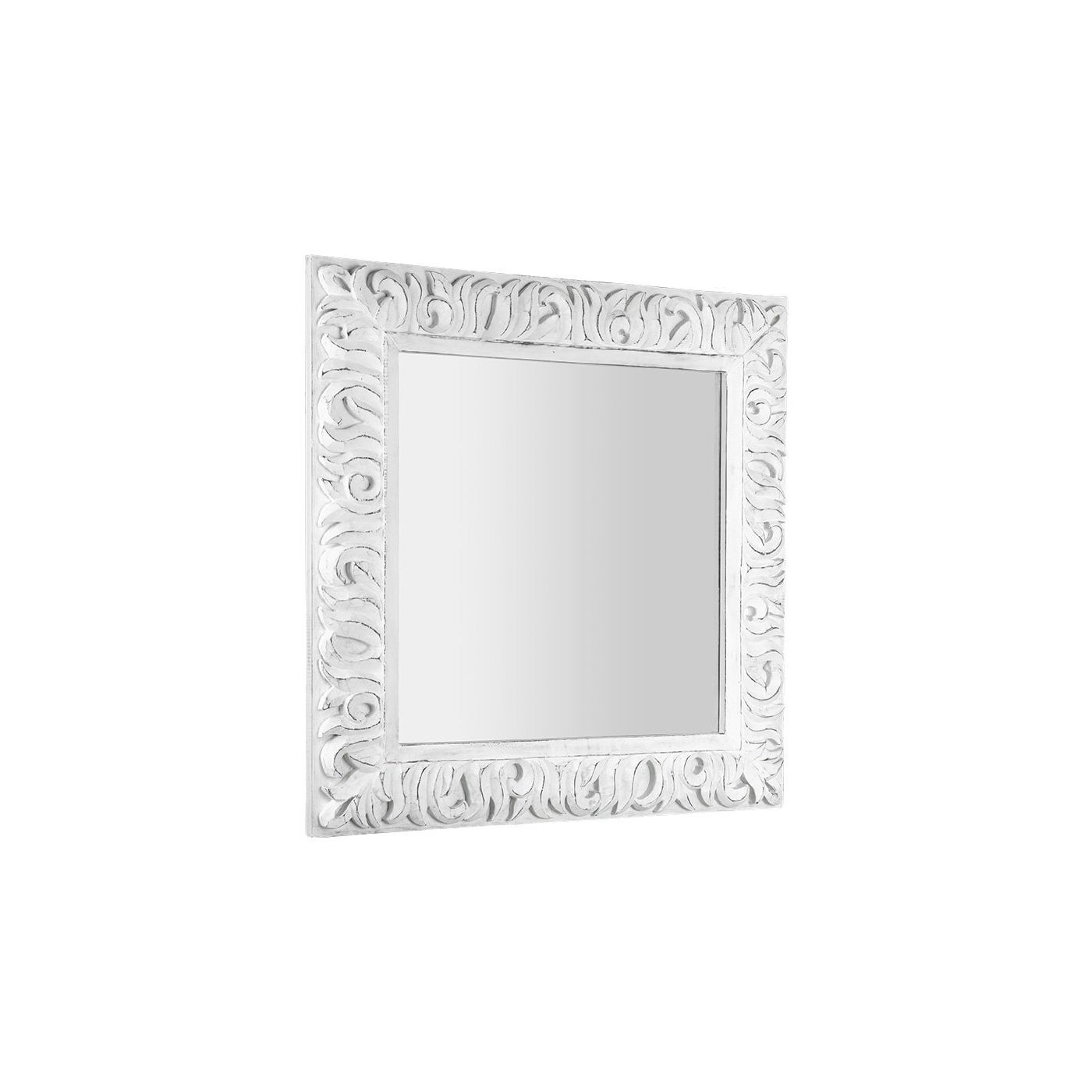 Sapho Zeegras spiegel met houten lijst 90x90 wit
