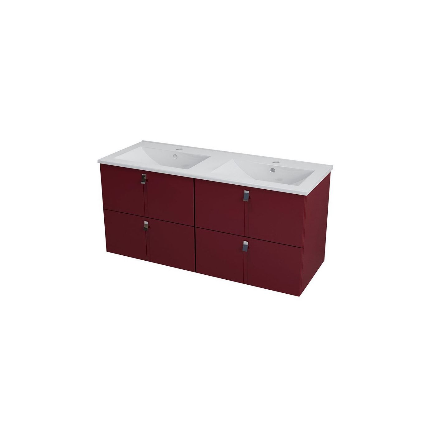 Sapho Mitra Badkamermeubel keramiek/MDF 120 cm bordeaux rood