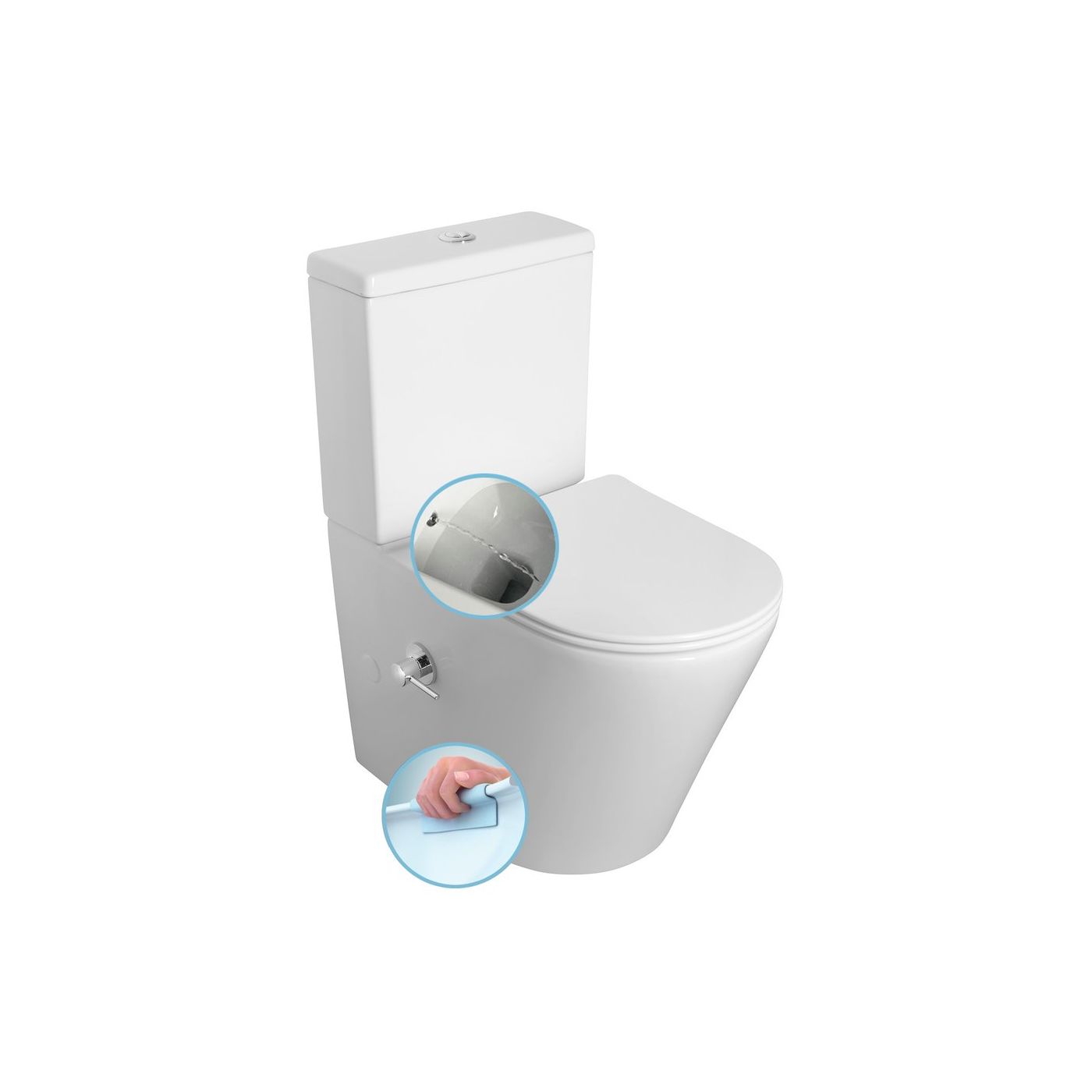 Sapho Paco randloos compact staand toilet met bidet wit