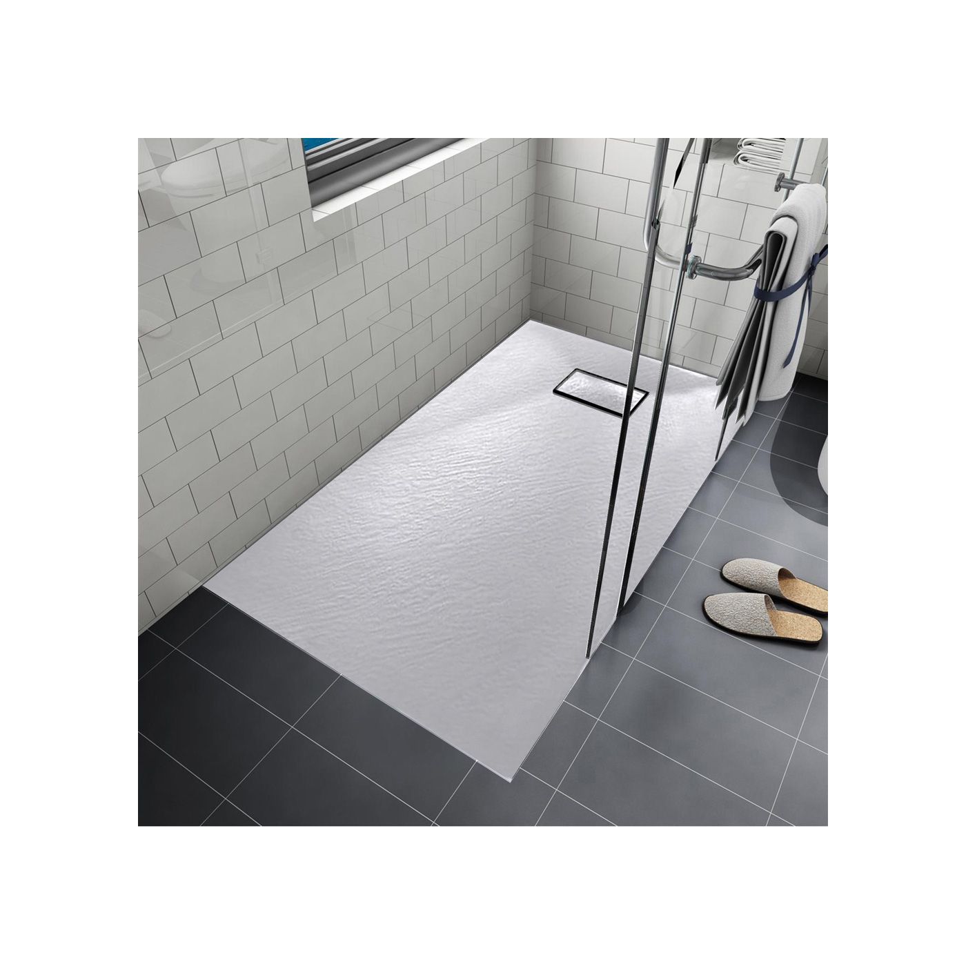 Saniclear Naxos douchebak 90x90 mat wit