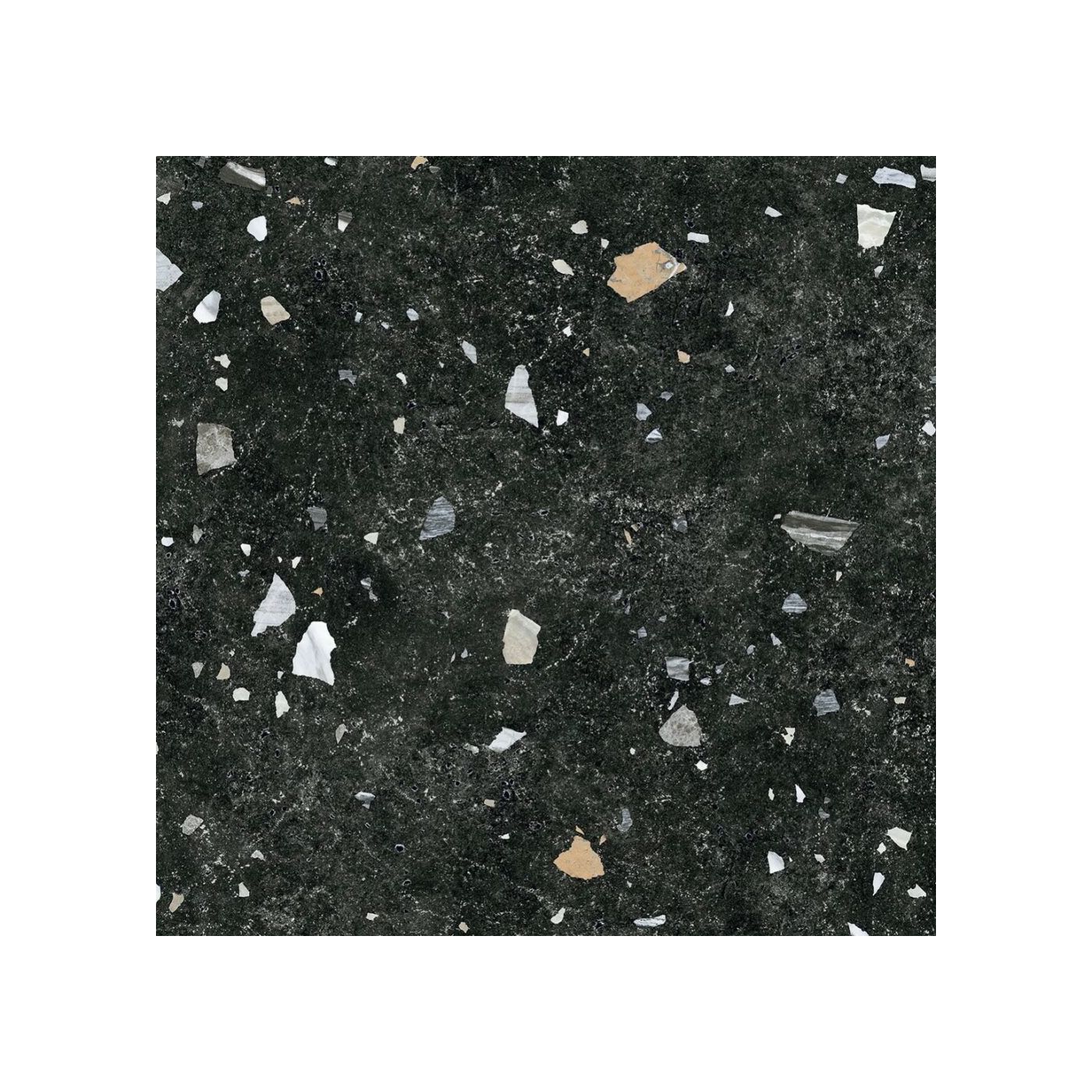 Codicer Sonar Dark terrazzo vloertegel 66x66 zwart