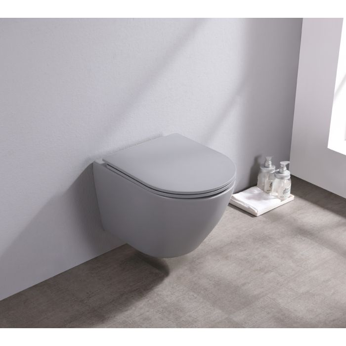 Saniclear Itsie randloze toilet met toiletzitting mat grijs
