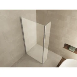 Afbeelding 1 Wiesbaden Comfort zijwand met hoekprofiel 300 x 20000 x 10 mm nano helder glas/chroom
