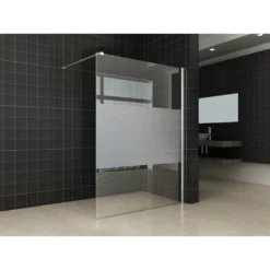 Afbeelding 1 Wiesbaden Comfort inloopdouche 1400 x 2000 x 8 mm nano helder glas met melkglas middenband/chroom