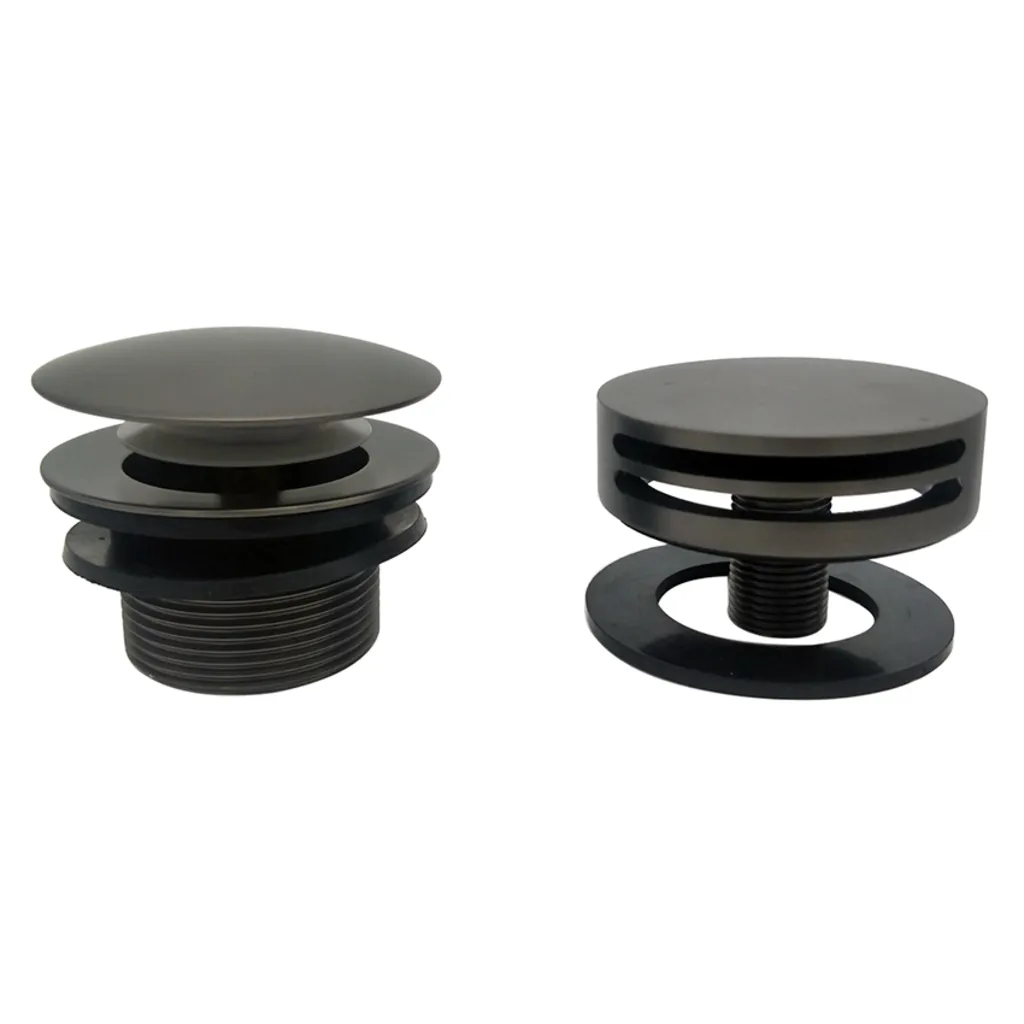 Afbeelding 1 Wiesbaden Caral afbouwdeel rond badafvoer met overloop en vulfunctie gunmetal
