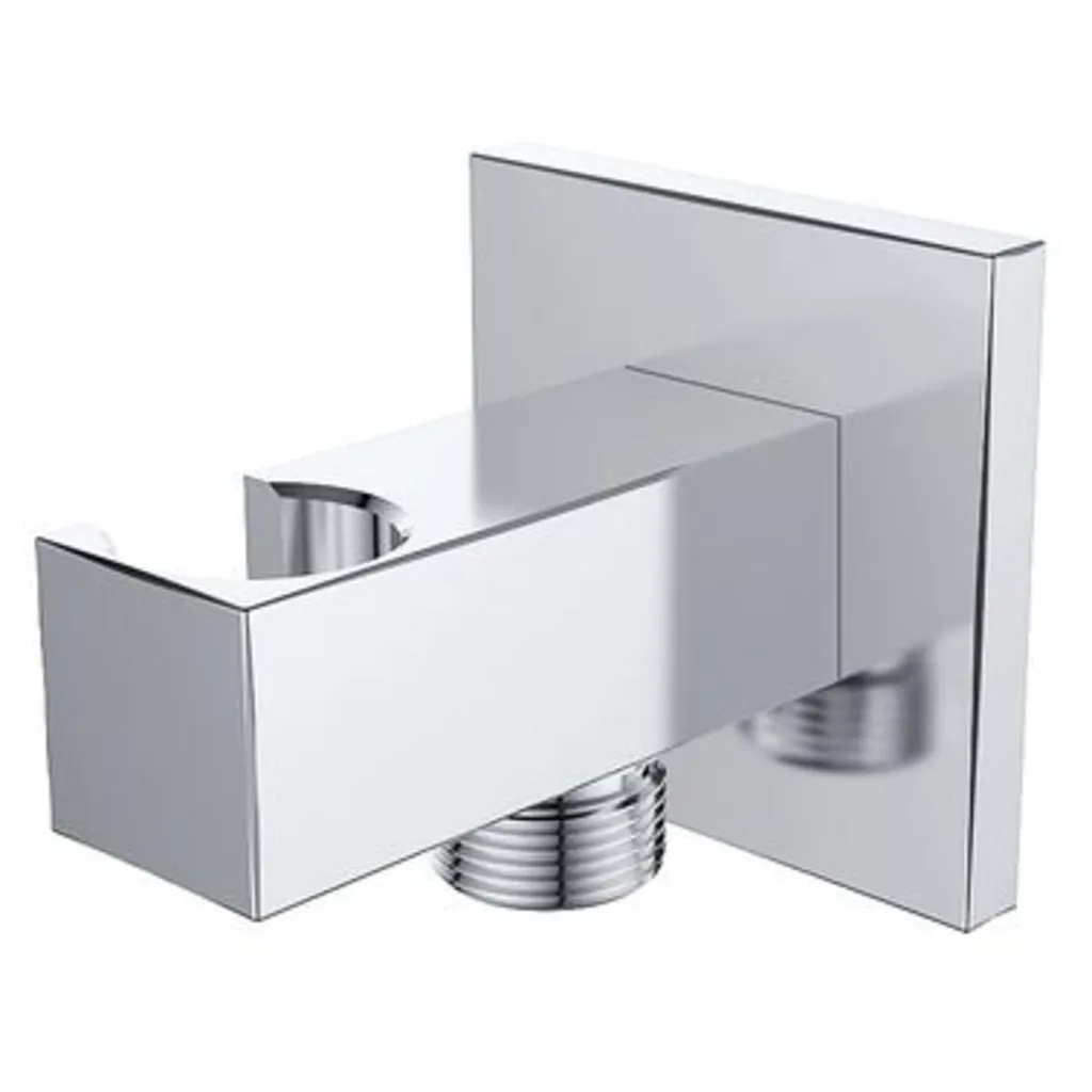 Afbeelding 1 Wiesbaden Rombo wandaansluitbocht met handdouchehouder vierkant 1/2" chroom