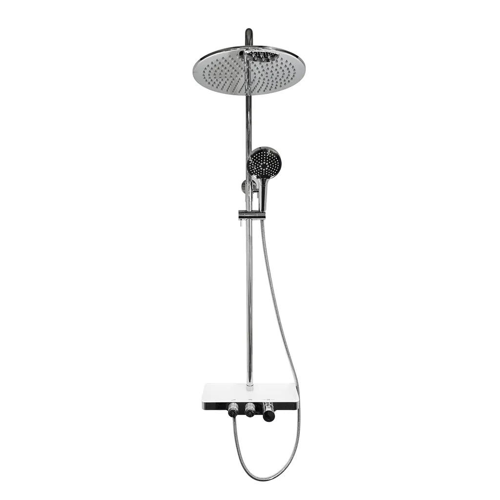 Afbeelding 1 Wiesbaden Nuovo thermostatische regendoucheset opbouw met planchet chroom