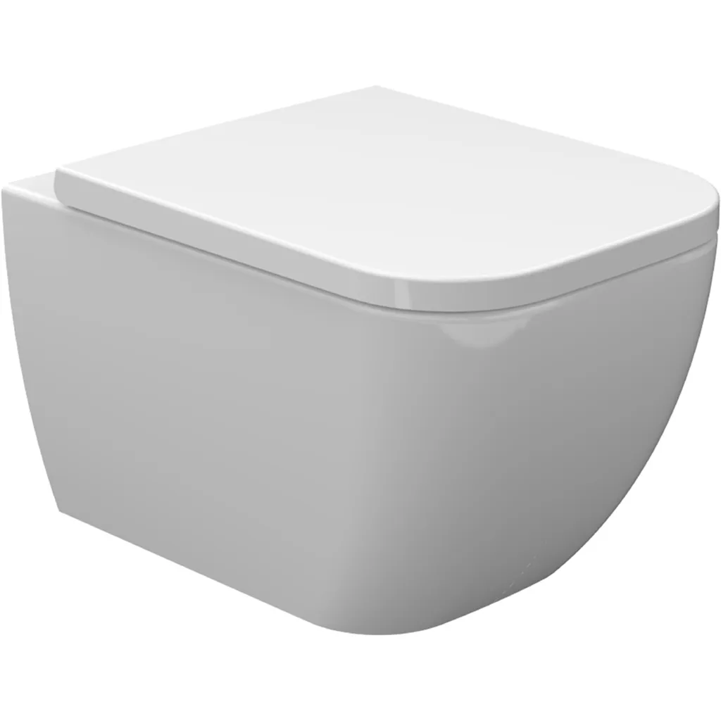 Afbeelding 1 Wiesbaden Sky wandcloset verkort met Sky toiletzitting softclose en quick release glans wit
