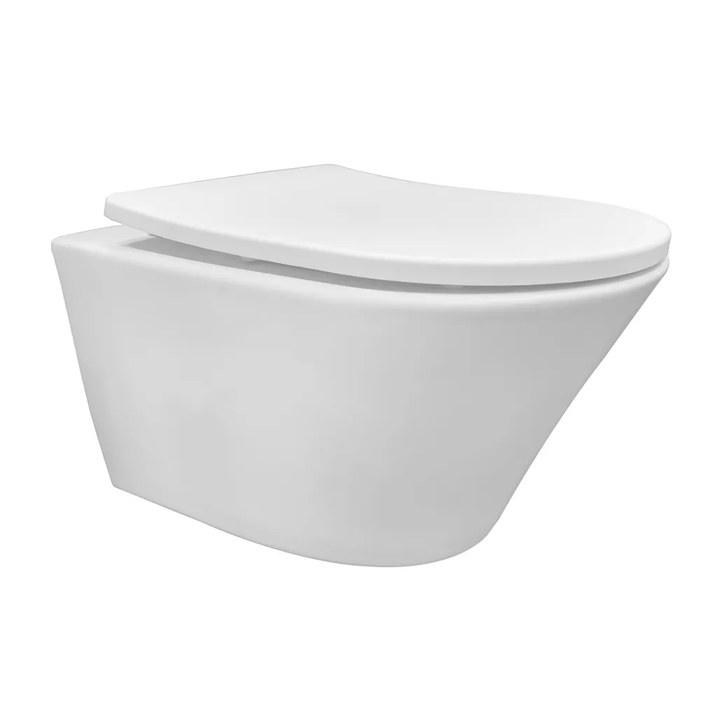 Afbeelding 1 Wiesbaden Vesta wandcloset rimless met Shade slim toiletzitting softclose en quick release mat wit