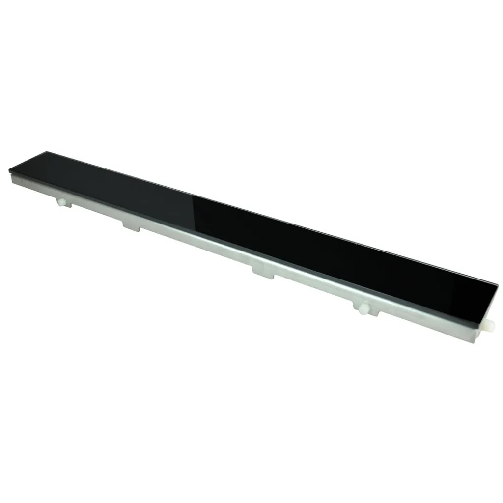 Afbeelding 1 Wiesbaden Glasrooster voor douchegoot 60 x 7 cm glanzend zwart
