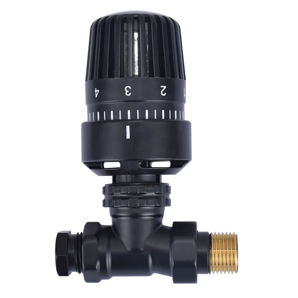 Afbeelding 1 Riko thermostatische radiatorventiel 1/2''x15mm recht mat-zwart