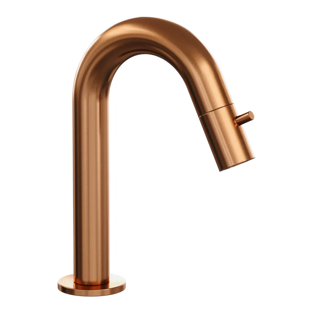 Afbeelding 1 Brauer Copper Edition opbouw fonteinkraan met gebogen uitloop koper geborsteld PVD