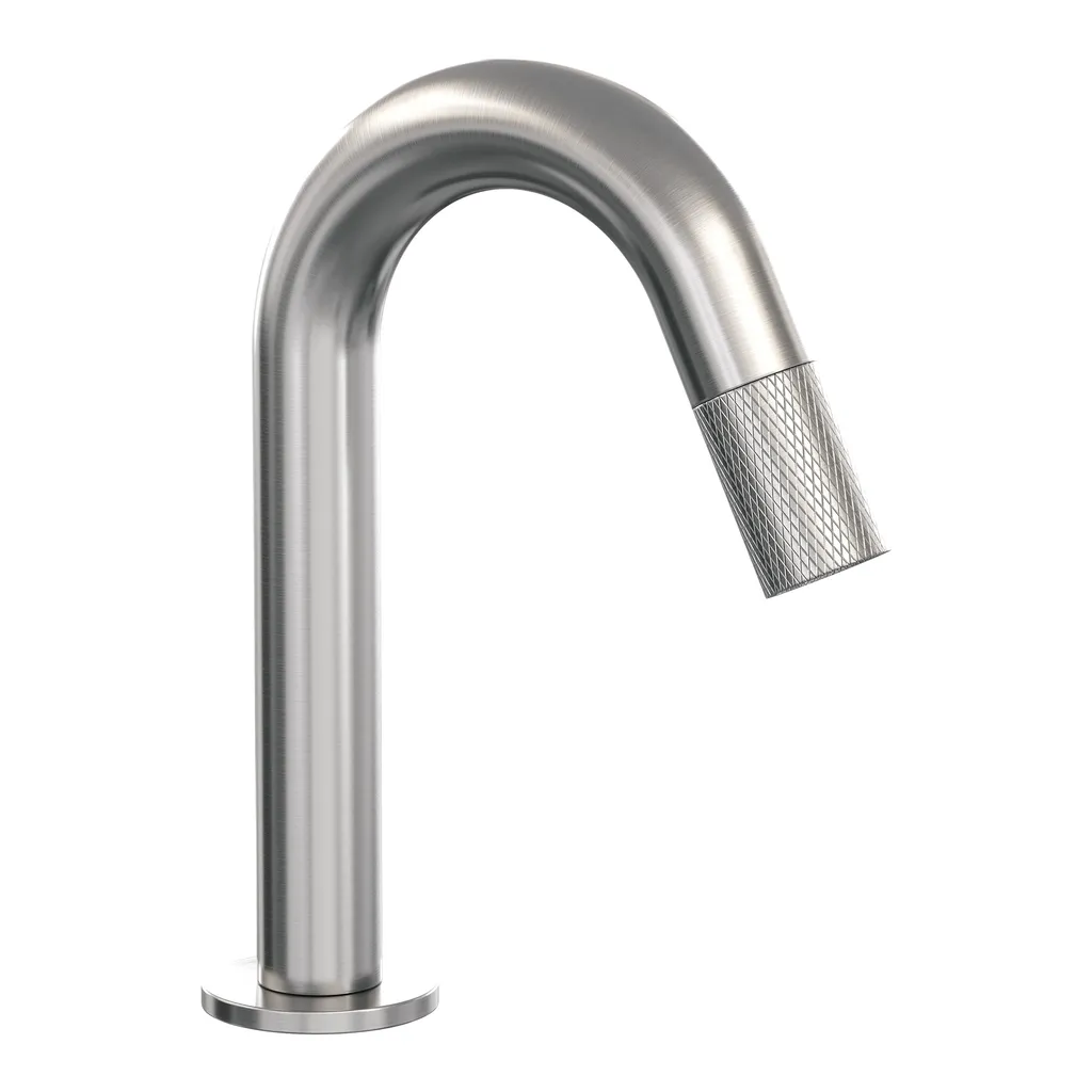 Afbeelding 1 Brauer Brushed Carving opbouw fonteinkraan met gebogen uitloop RVS geborsteld PVD