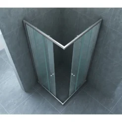 Afbeelding 2 Xellanz Eco hoekinstap cabine met 2 schuifdeuren 900 x 900 x 1900 x 5 mm nano helder glas/chroom