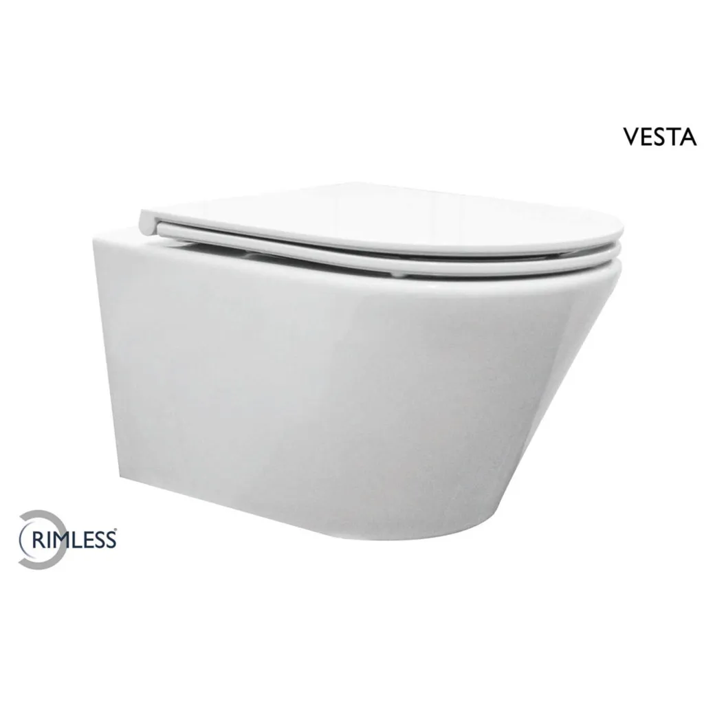 Afbeelding 2 Wiesbaden Vesta wandcloset rimless met Flatline toiletzitting softclose en quick release glans wit