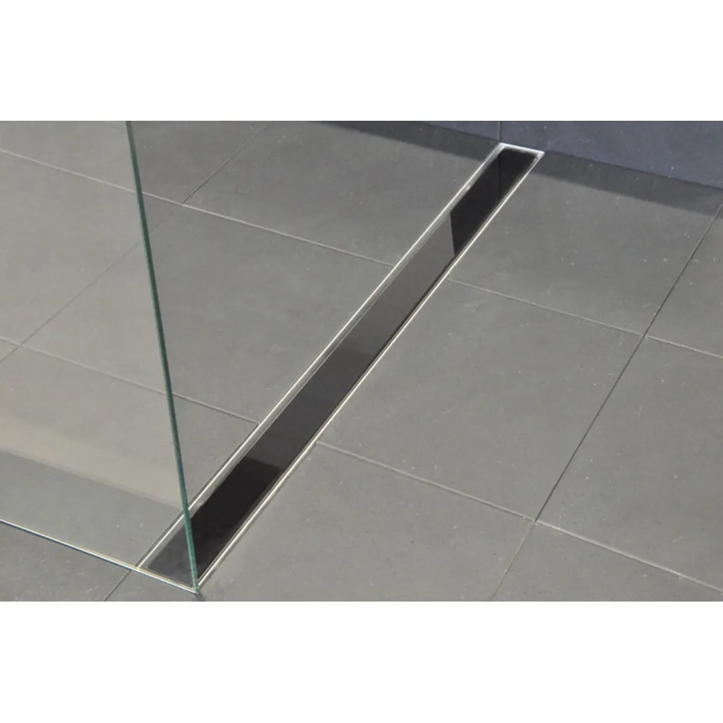 Afbeelding 2 Wiesbaden Glasrooster voor douchegoot 60 x 7 cm glanzend zwart