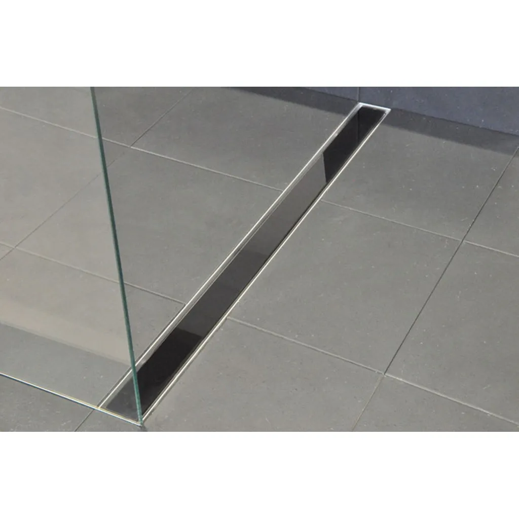 Afbeelding 2 Wiesbaden Glasrooster voor douchegoot 70 x 7 cm glanzend zwart