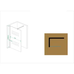 Lijntekening 1 Wiesbaden Comfort inloopdouche 1000 x 2000 x 10 mm nano rookglas/chroom