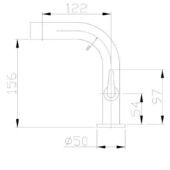 Lijntekening 1 Wiesbaden Alpha fonteinkraan 1/2" chroom