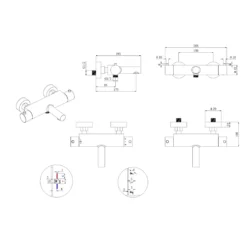 Lijntekening 1 Wiesbaden Style thermostatische badmengkraan cooltouch geborsteld staal