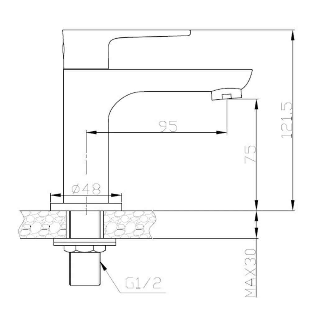 Lijntekening 1 Wiesbaden Casma fonteinkraan 1/2'' wit/chroom