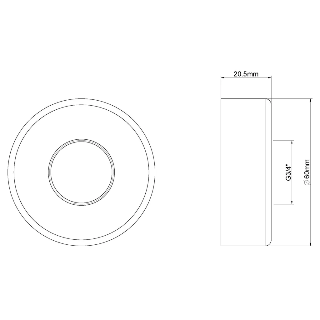 Lijntekening 1 Wiesbaden Caral/Cool touch rozet thermostatische badmengkraan geborsteld messing